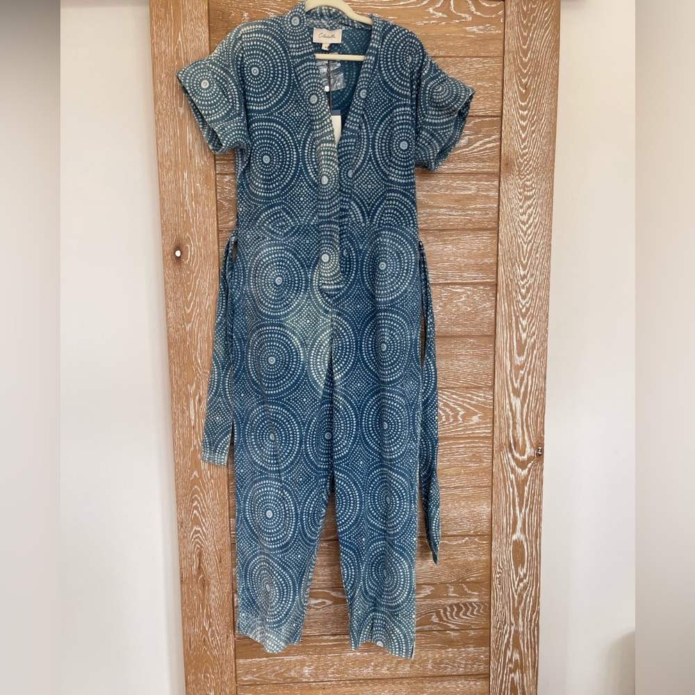 Cleobella Blue & White Dot-Pattern Jumpsuit
